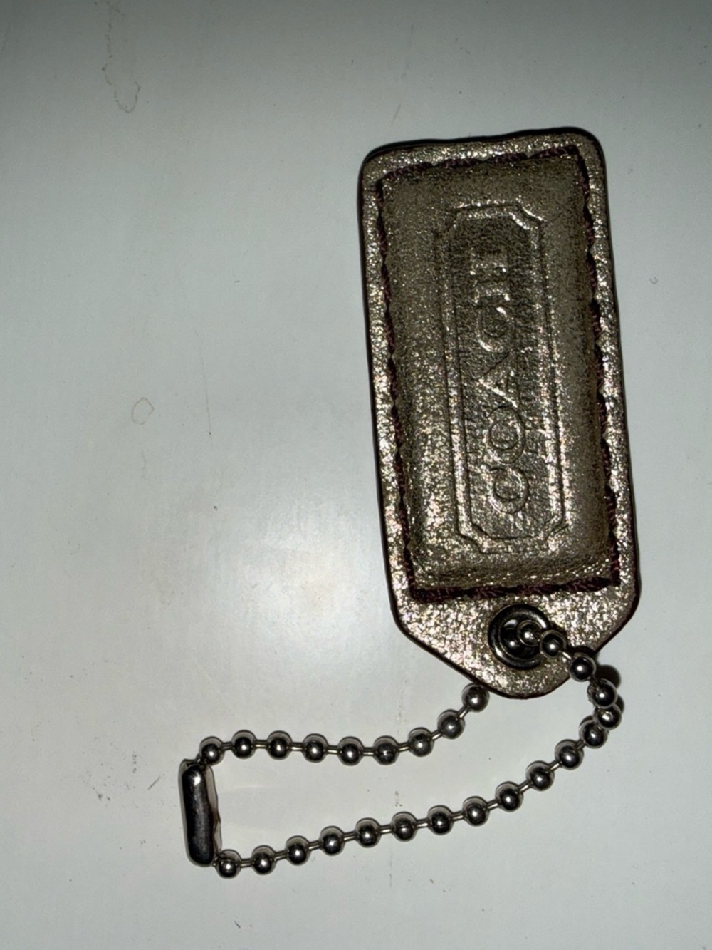 Coach Metallic Leather Key Tag - Gold